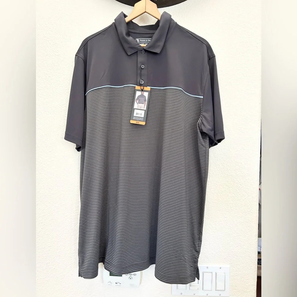 PEBBLE BEACH DRY-LUXE™ PERFORMANCE PERFORMANCE POLO XXL grey NWT - Picture 1 of 10